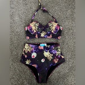 ModCloth bikini galaxy cat and cupcakes!